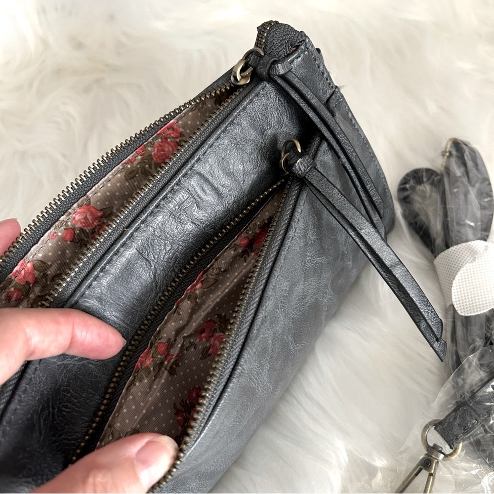 Joy Susan Crossbody Wristlet‎ Clutch with Shoulder Strap Gray Large 3-in-1 - Picture 2 of 9